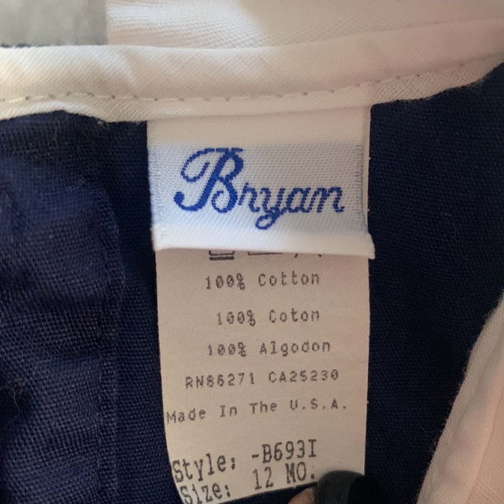Bryan Vintage Sailor Suit Romper EUC Blue & White Nautical EUC 12M - Picture 11 of 12